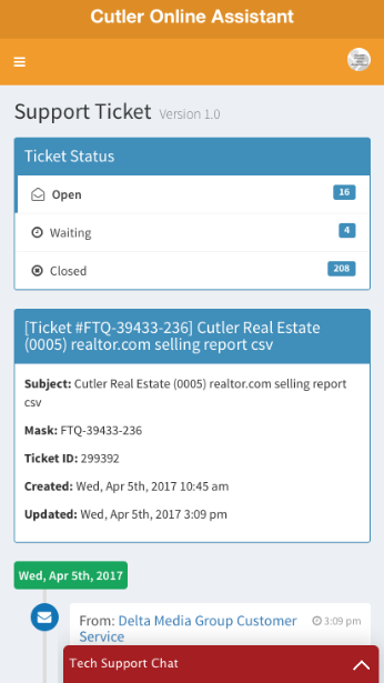 DeltaNet Ticket Detail Screen Shot on Mobile