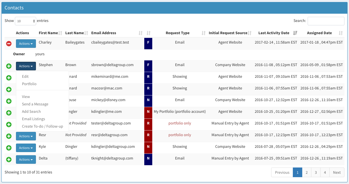 DeltaNet Processed Leads Screen Shot