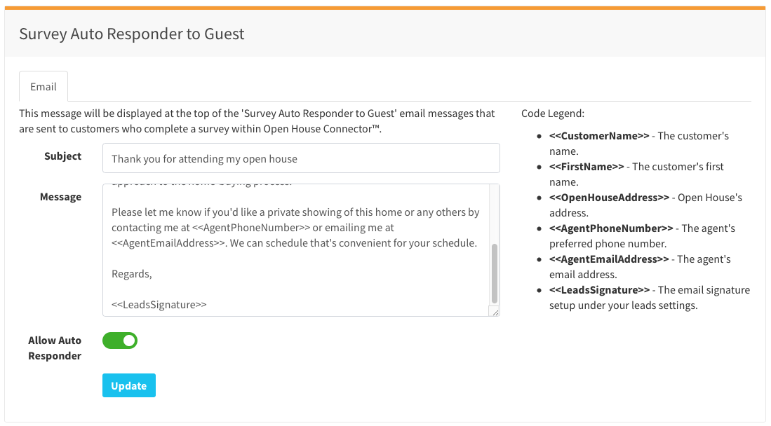 Auto Responder Settings